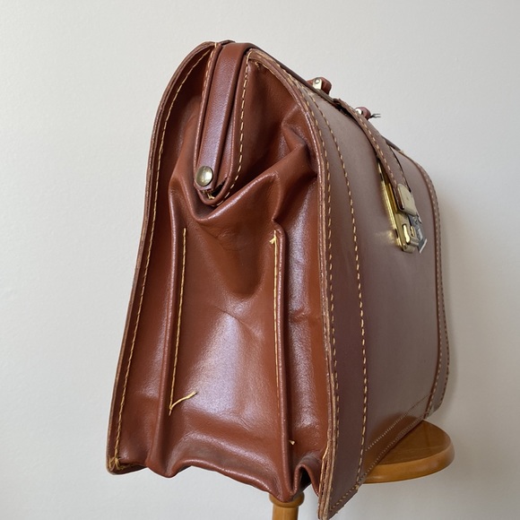 Vintage 1920s Leather Brief Case NWT Brown - Picture 4 of 10